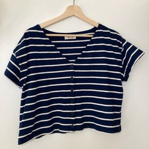 Madewell cropped button up blouse thick durable cotton like new